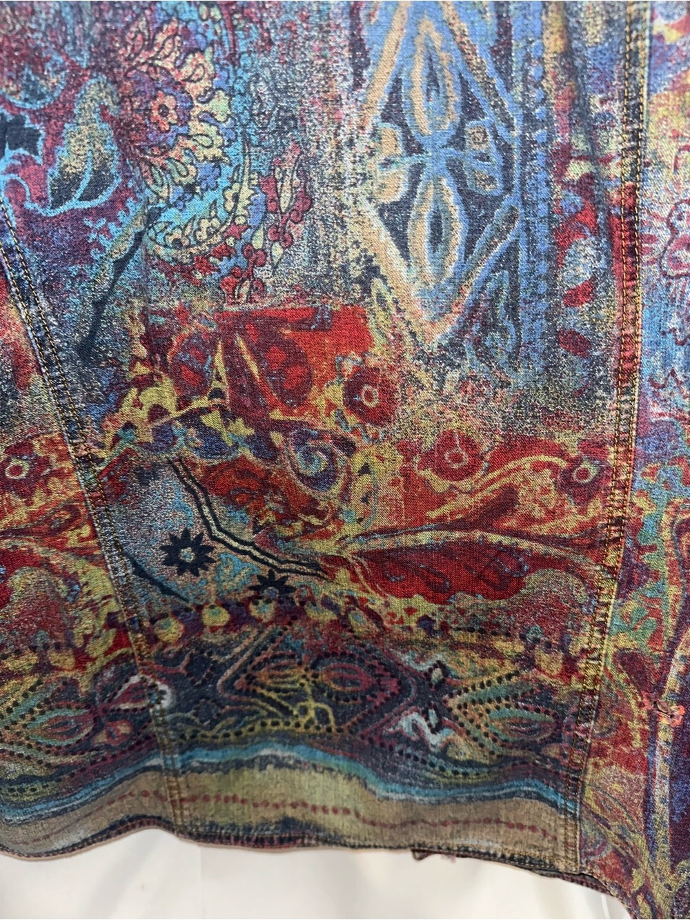 Chico’s Size 2 Boho Tapestry Print Multicolor Cotton Jacket - Picture 10 of 11